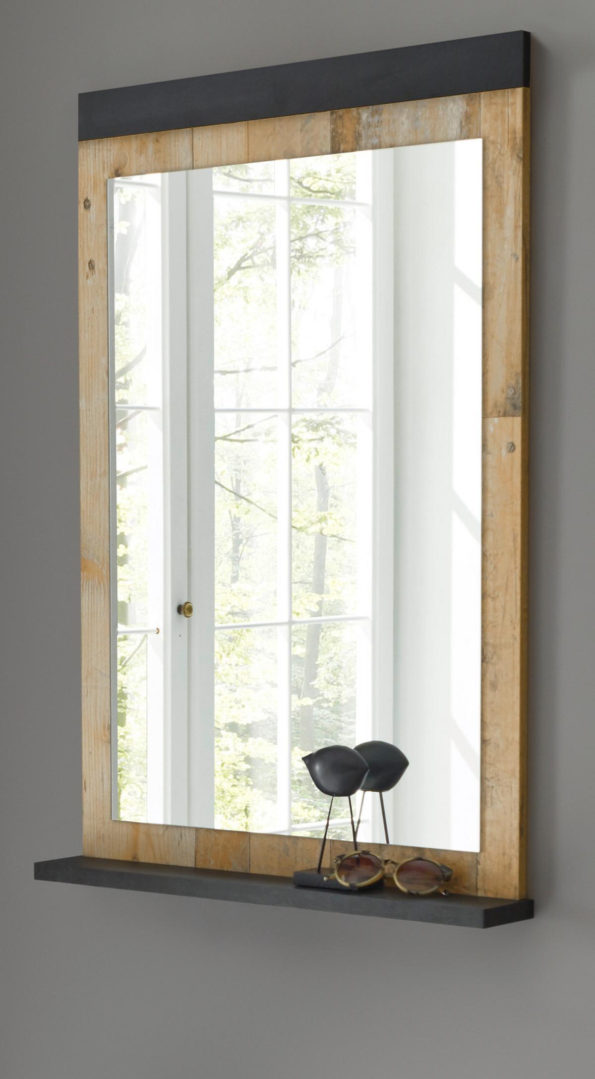 GARDEROBENSPIEGEL Used Wood hell, anthrazit, Wandspiegel mit Ablage 66 x 95 cm - Eichefarben/Anthrazit, Holzwerkstoff (66/95/10cm) - Furn.Design