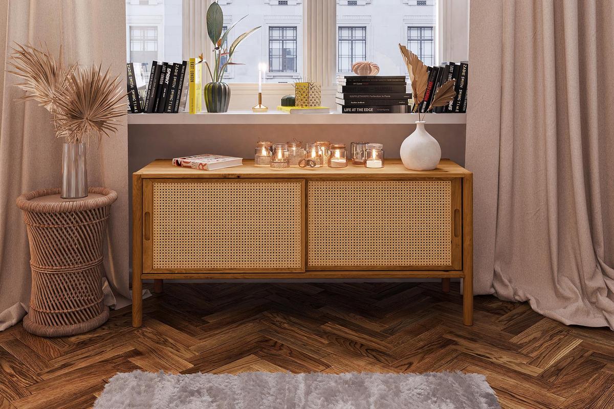 TV-SCHRANK INA Wildeiche - Dunkelbraun, Holz (142/64/46cm) - byoak
