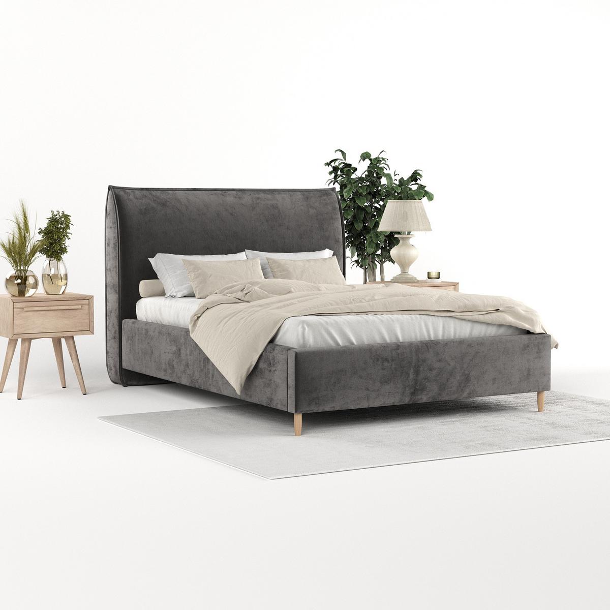 POLSTERBETT Mira 140/200 cm Anthrazit im Lotta Stoff - Anthrazit/Naturfarben, Holz/Holzwerkstoff (140/200cm) - AltaBeds