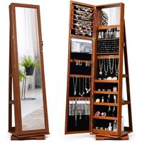 SCHMUCKSCHRANK 2 in 1 Leiterregal Braun - Braun, Holz (39/161/39cm) - COSTWAY