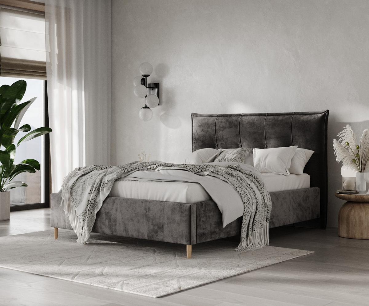 POLSTERBETT Plaza 140/200 cm Anthrazit im Lotta Stoff - Anthrazit/Naturfarben, Holz/Holzwerkstoff (140/200cm) - AltaBeds