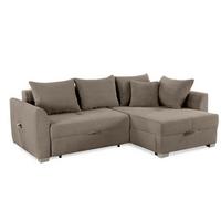 ECKSOFA mit Schlaffunktion und Bettkasten, seitenverkehrt montierbar B236/T160/H81 cm, Liegefl. 142x202 cm, Cord Braun Taupe / 15208 - Chromfarben/Braun, Kunststoff/Textil (236/160cm) - luma-home