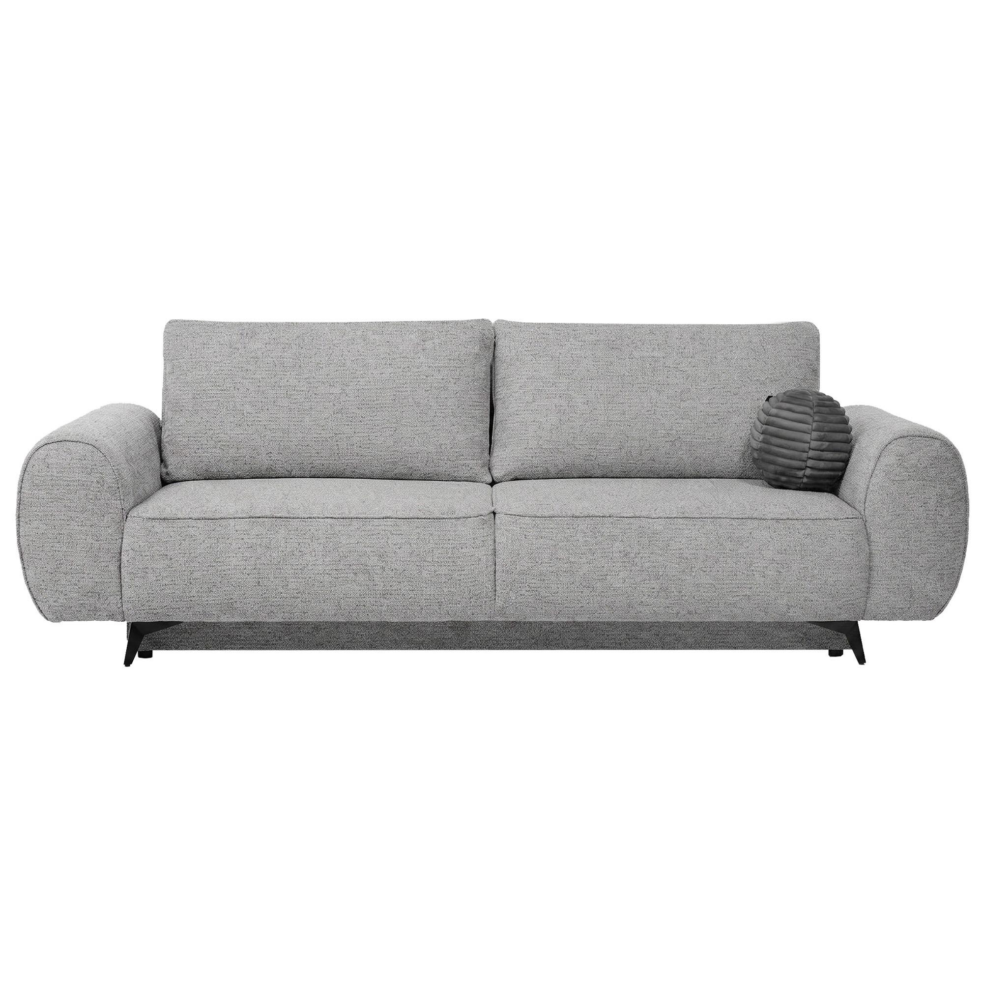 SCHLAFSOFA Vito 3-Sitzer mit Bettkasten, DL-System, Chenille-Stoff, Hellgrau - Hellgrau/Schwarz, Textil (256/90/99cm) - Beautysofa