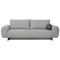 SCHLAFSOFA Vito 3-Sitzer mit Bettkasten, DL-System, Chenille-Stoff, Hellgrau - Hellgrau/Schwarz, Textil (256/90/99cm) - Beautysofa