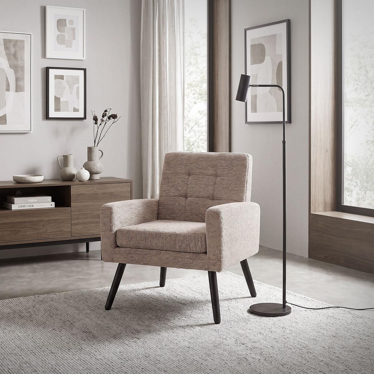 SESSEL mit Stahlbeinen und Webstruktur Relaxsessel 66,5x80x63,5 cm Braun - Schwarz/Braun, Textil/Metall (66.5/80/63.5cm) - ML-DESIGN