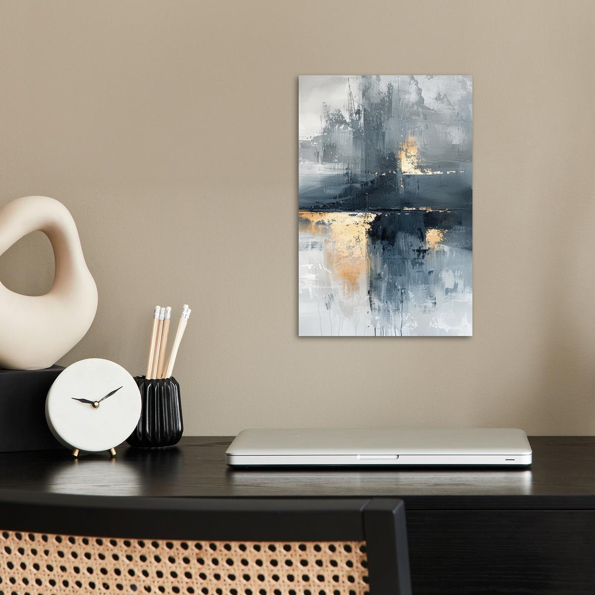 POSTER Kunst - Grau - Gold - Abstrakt Room Decor 20x30 cm - Dunkelgrau, Papier (20/30/0.1cm) - MuchoWow