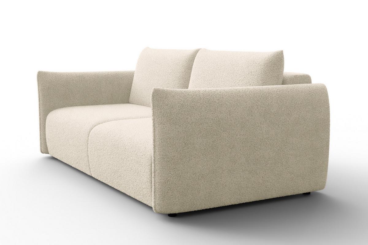 SOFA TAUER 3-Sitzer, Bouclé-Stoff ecru - Ecru/Schwarz, Holz/Textil (206/84/112cm) - Courtois Laville