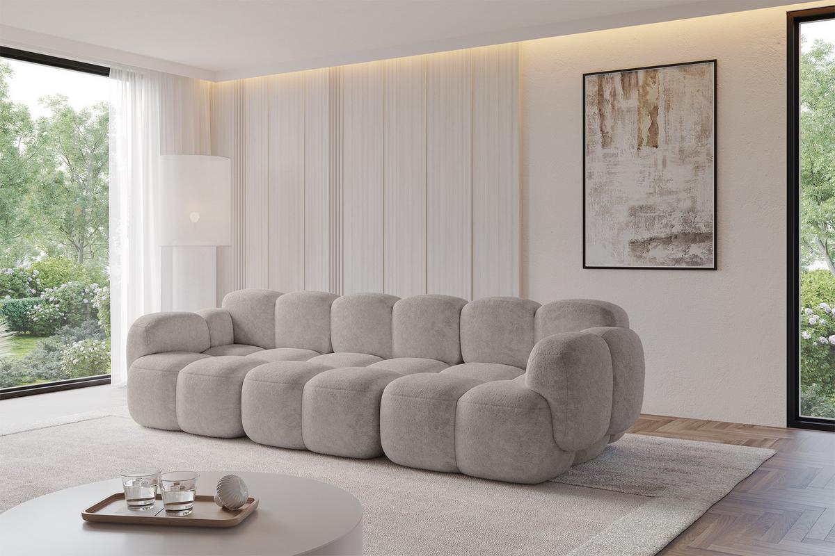 3-SITZER modulares Sofa Miko-S2 300x118x75 cm Hellgrau Velours - Hellgrau/Schwarz, Holzwerkstoff/Kunststoff (300/75/118cm) - ALTDECOR