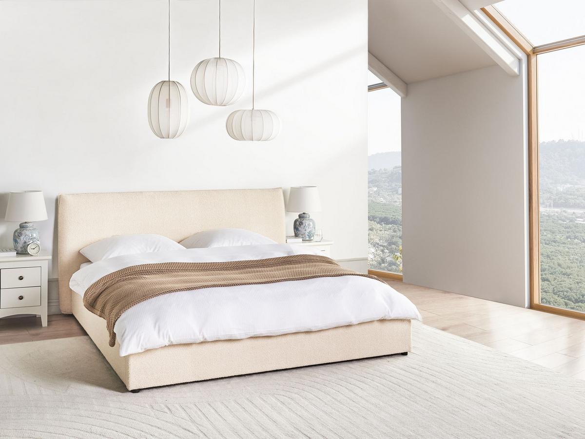 POLSTERBETT 180x200 cm Beige Lavaur - Beige, Textil (180/200cm) - Beliani