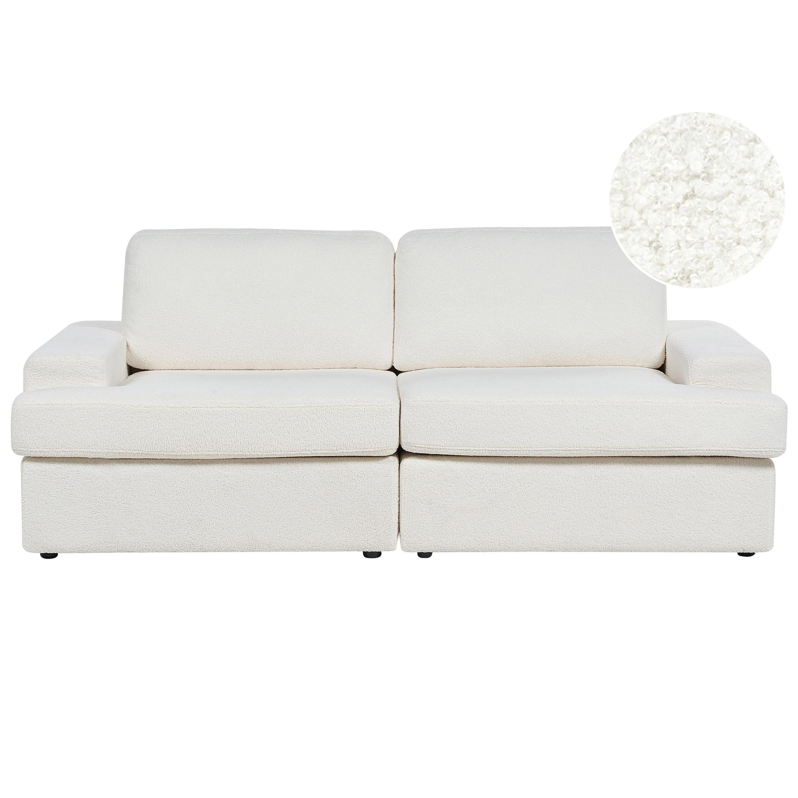 3-SITZER-SOFA Bouclé cremeweiß Alla - Weiß, Textil (208/86/112cm) - Beliani
