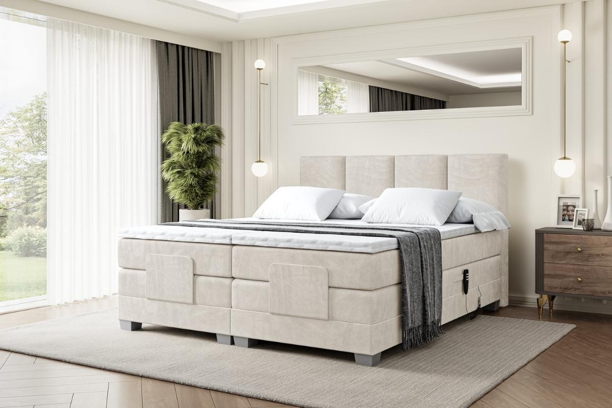 BOXSPRINGBETT elektrisch verstellbar mit 2 Matratzen H4/Taschenfederung ROKS EL 200 x 200 Creme - Creme, Holzwerkstoff (207/200cm) - ALTDECOR
