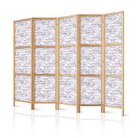PARAVENT Japanischer 5-tlg 225x172 cm Violette Fische - Lila, Holz/Textil (225/172/3cm) - Muralo
