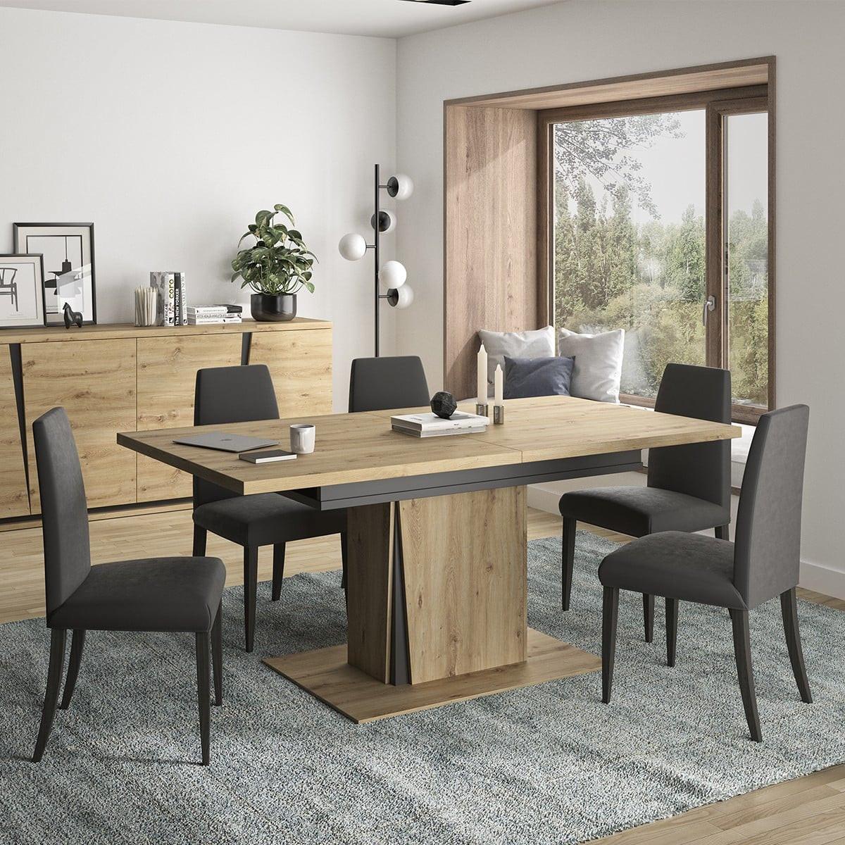 ESSTISCH Extensible Crack 180/225 cm - Französische Herstellung - Eichefarben, Holzwerkstoff (106/90/78cm) - Calicosy