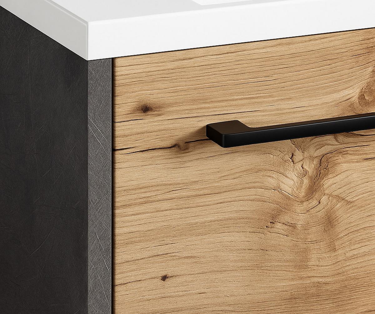 GÄSTE-WC-MÖBELSET Florence 2 Teile Kastanien Eiche / Grau - 40 x 22 x 50 cm - Eichefarben/Grau, Holz (40/50/22cm) - Badplaats