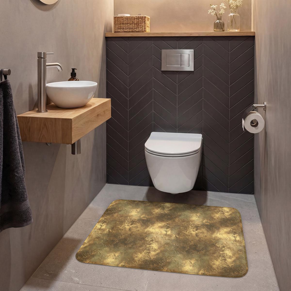 WC-VORLEGER Antik - Metallic-Look - Gold Toilettenteppich 90x60 cm - Goldfarben, Textil (90/1cm) - OnlyWow