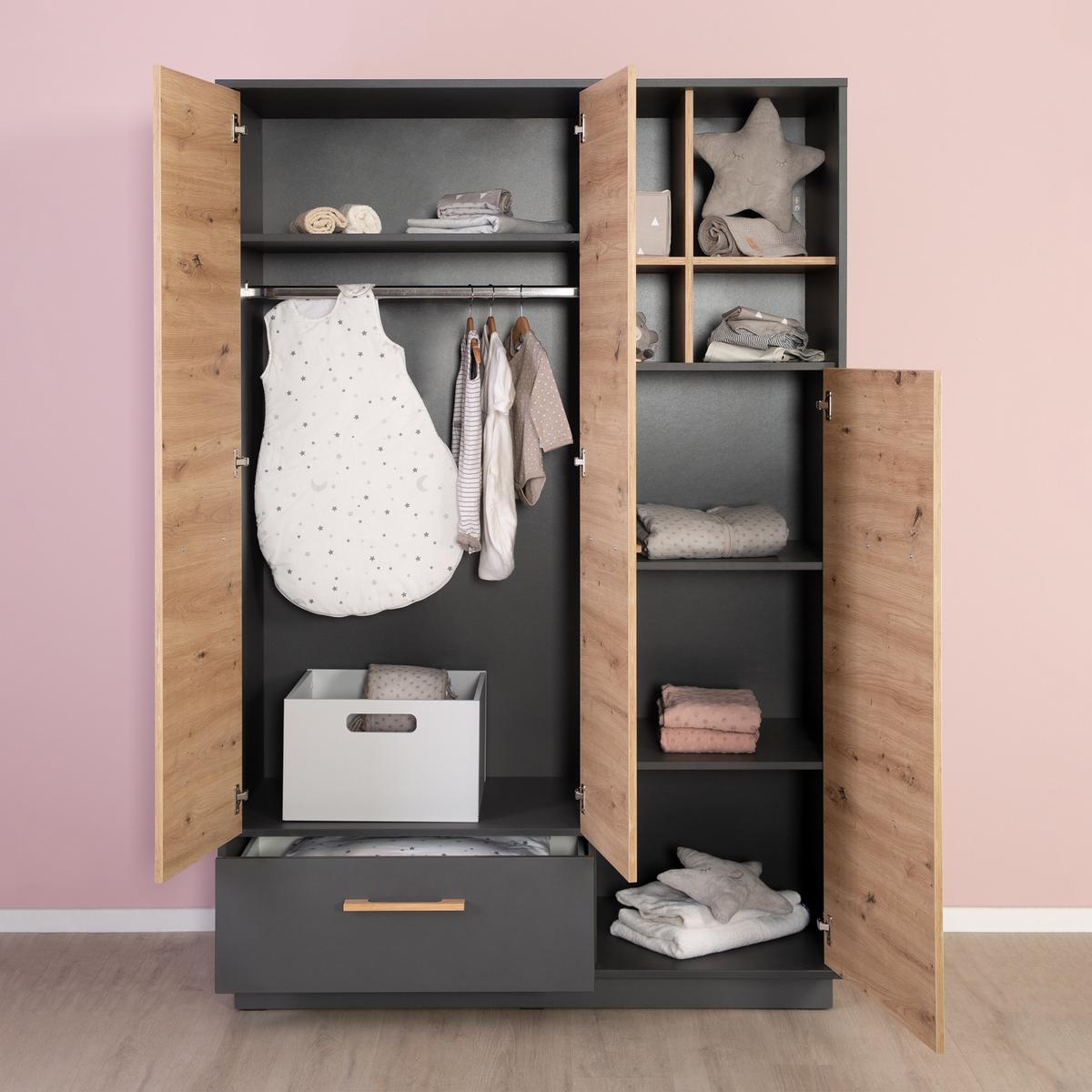 BABYZIMMER-SET Lenn, 3-teilig - Multicolor, Holzwerkstoff (76/82/144cm) - Roba