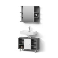 BADMÖBEL-SET Fucino Anthrazit 2 Teile, Unterschrank 80 cm - Anthrazit, Holzwerkstoff (80/54/32cm) - Livinity®