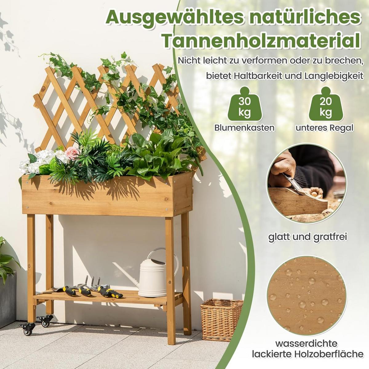 HOCHBEET Braun - Braun, Holz (90/19/29cm) - COSTWAY