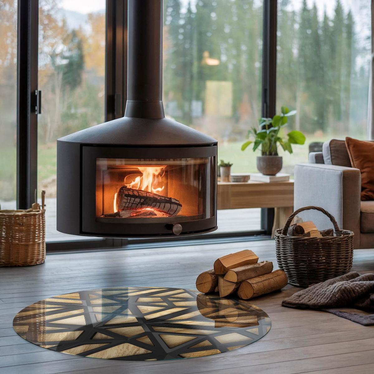 GLASPLATTE für Kamin Ø 100 cm - Braun, Glas (100/100/0.4cm) - TULUP