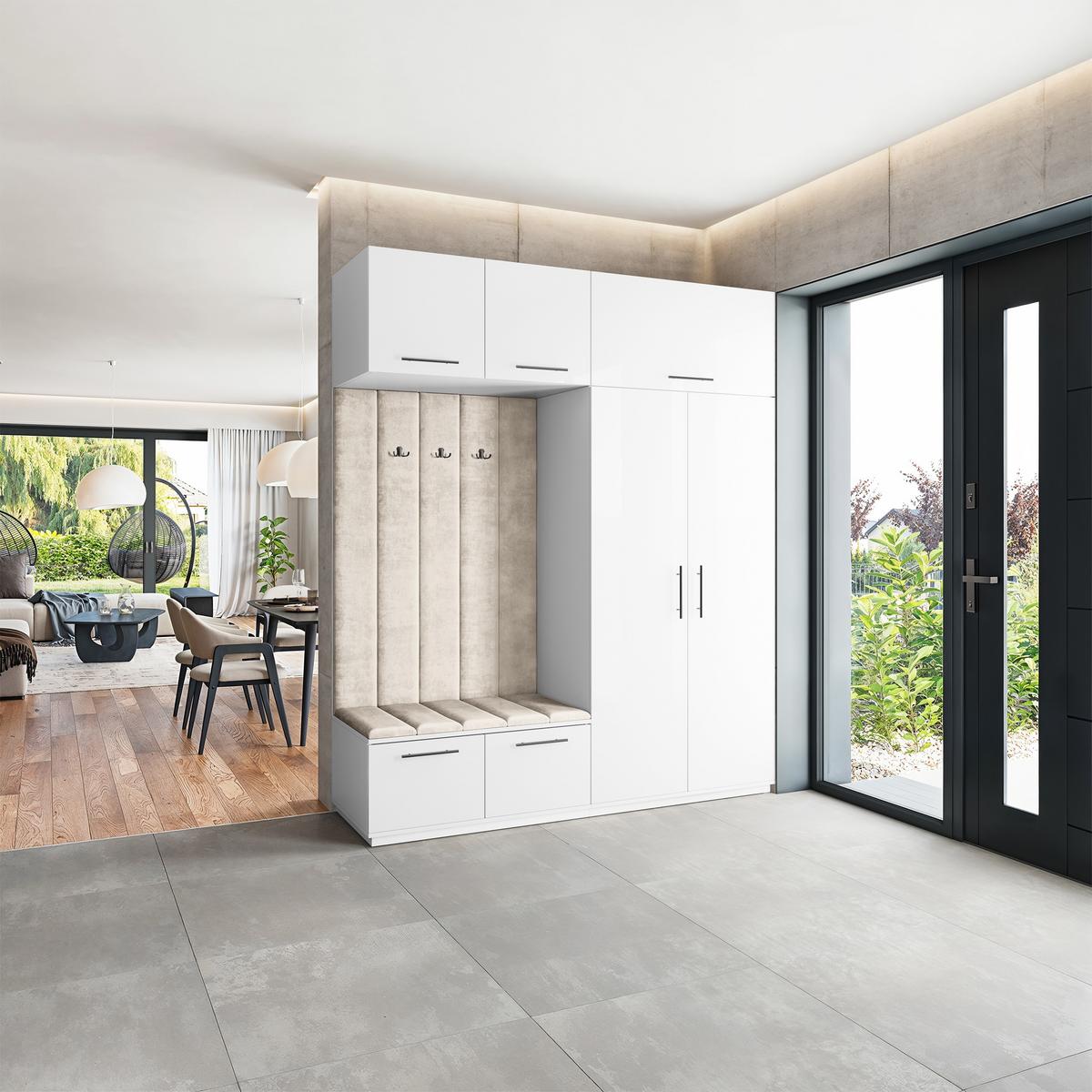GARDEROBENSCHRANK REMA 200/240/60 cm Modern Weiß - Beige/Weiß, Holzwerkstoff (200/240/60cm) - MASSENO