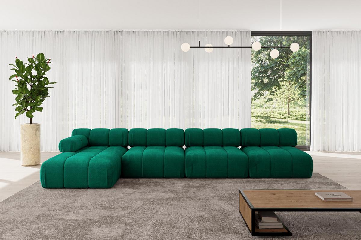 ECKSOFA modulares Sofa Razon-L3 - 380x160x70 cm Dunkelgrün Velours - Dunkelgrün, Holzwerkstoff/Textil (380/160cm) - ALTDECOR