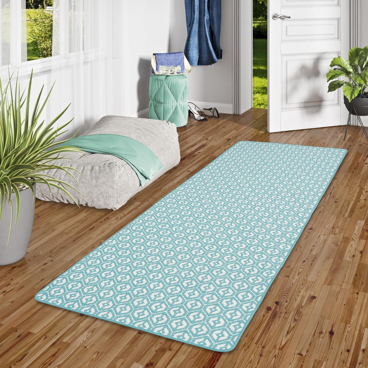 IN- UND OUTDOOR TEPPICH LÄUFER BEIDSEITIG CAPE COD - Türkis, Textil (80/160cm) - Snapstyle