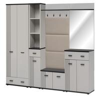 GARDEROBEN-SET Kaschmir, schwarz 6-teilig 210 cm, Flurgarderobe mit viel Stauraum - Kaschmir/Schwarz, Glas/Holzwerkstoff (210/203/32cm) - Inn.Furn