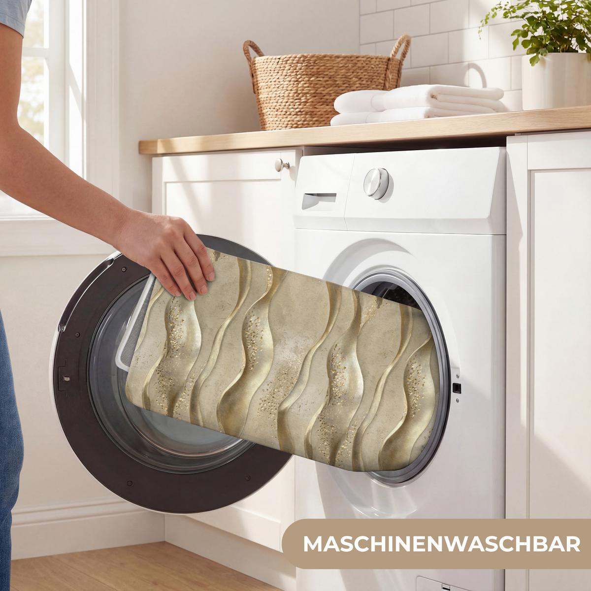 BADEMATTE Wellen - Muster - Gold 60x120 cm - Messingfarben, Textil (60/120cm) - OnlyWow