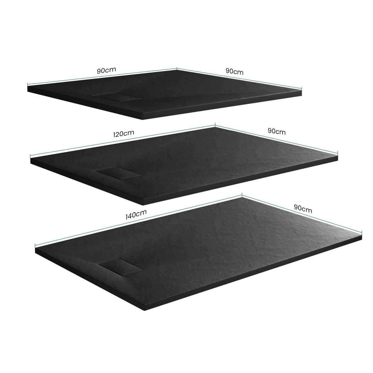 DUSCHWANNE inkl. Ablaufgarnitur Schwarz 120/90 cm - Schwarz, Kunststoff (90/2.6/120cm) - EMKE