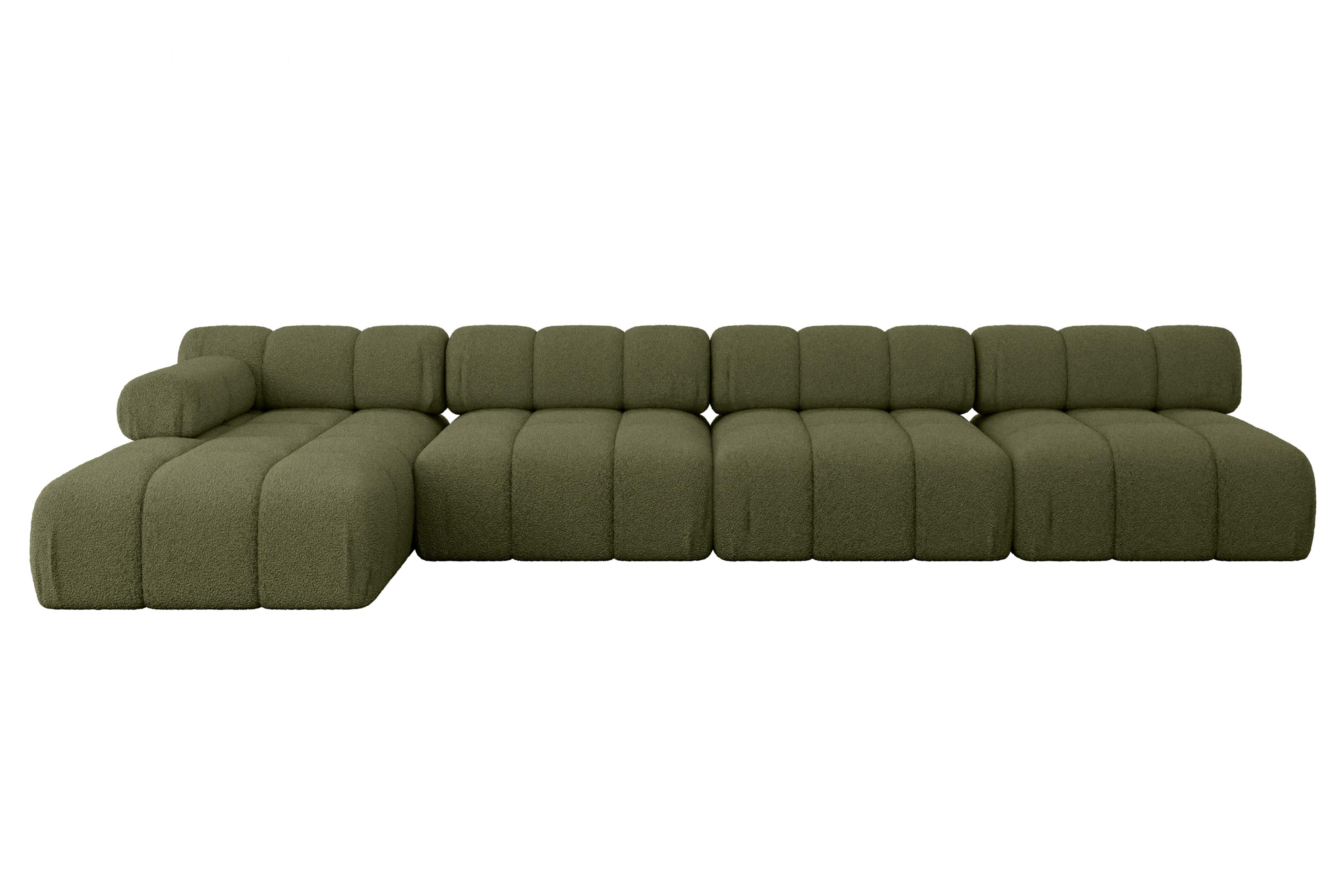 ECKSOFA modulares Sofa Razon-L3 - 380x160x70 cm Grün Bouclé - Grün, Holzwerkstoff/Textil (380/160cm) - ALTDECOR