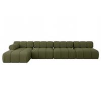 ECKSOFA modulares Sofa Razon-L3 - 380x160x70 cm Grün Bouclé - Grün, Holzwerkstoff/Textil (380/160cm) - ALTDECOR