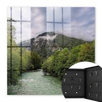 SCHLÜSSELBOX Schwarz 30x30 cm- Türöffnung nach rechts - Berglandschaft - Grün, Metall (30/30/5cm) - TULUP