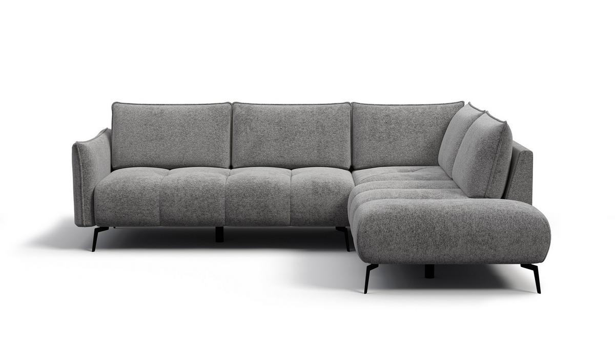 ECKSOFA AERA 5-Sitzer rechts, platingrau - Schwarz/Grau, Holz/Textil (268/206cm) - Wozimo