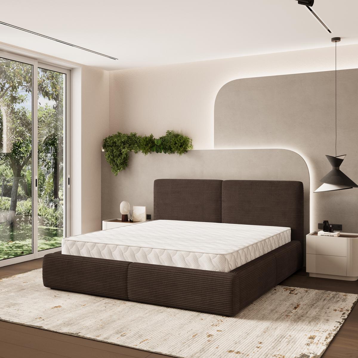 POLSTERBETT FELURO 140x200 cm mit Bettkästen - Braun - Braun, Holz (140/200cm) - MASSENO