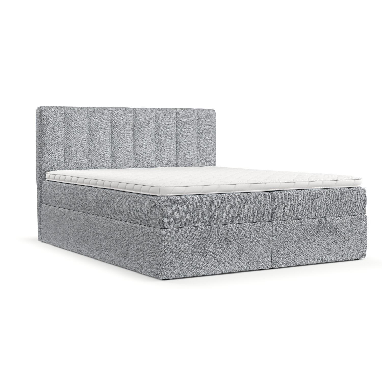 BOXBETT Lusso 140/200 cm Grau im Riva Stoff - Schwarz/Grau, Holz/Holzwerkstoff (140/200cm) - AltaBeds