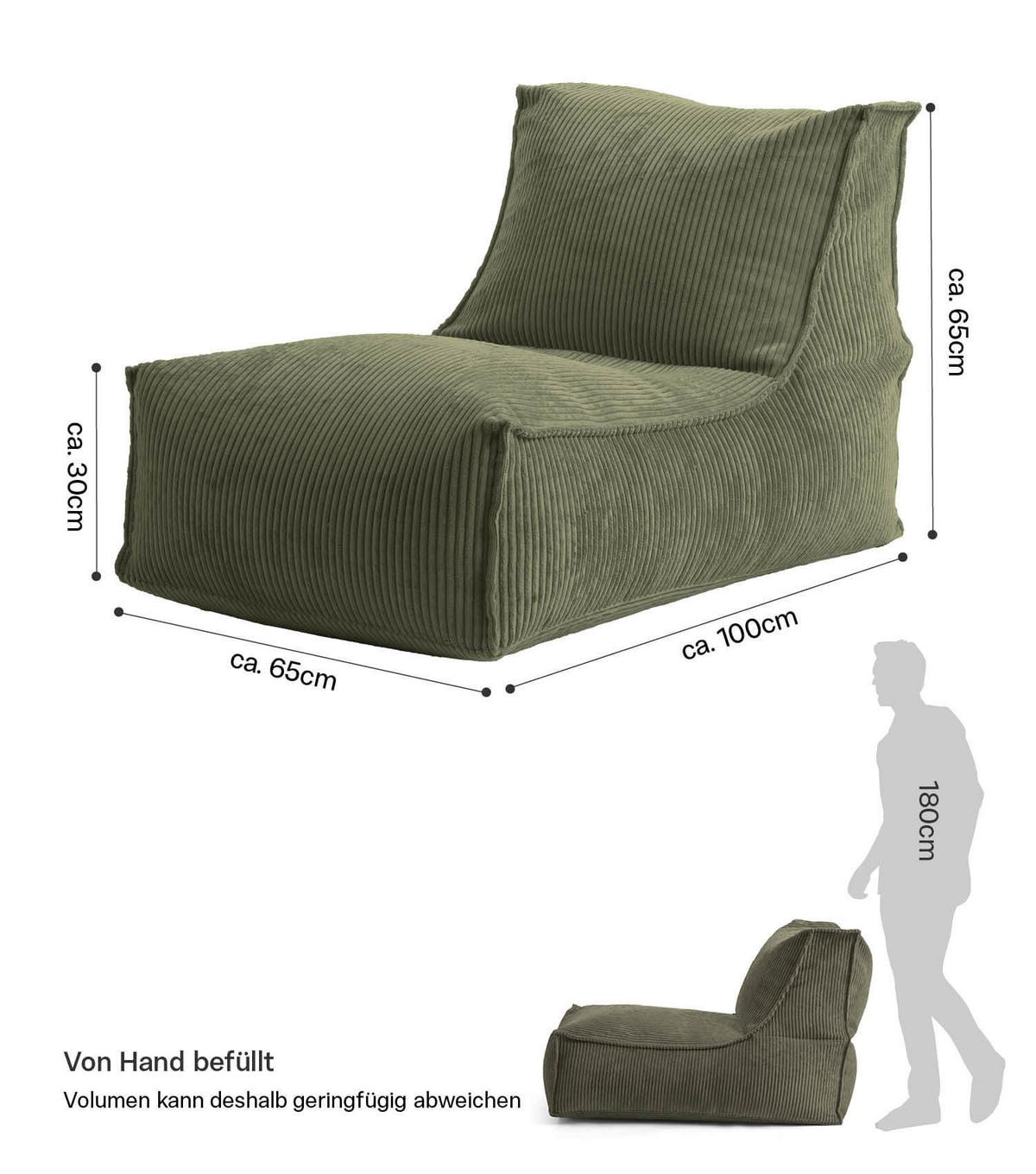 SITZSACK Cord Der Gelassene - Grün, Textil (60/65/95cm) - Mokebo