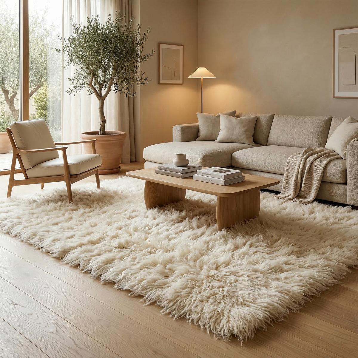 NATUR TEPPICH FLOKATI SUPREME - Creme, Textil (160/230cm) - Pergamon