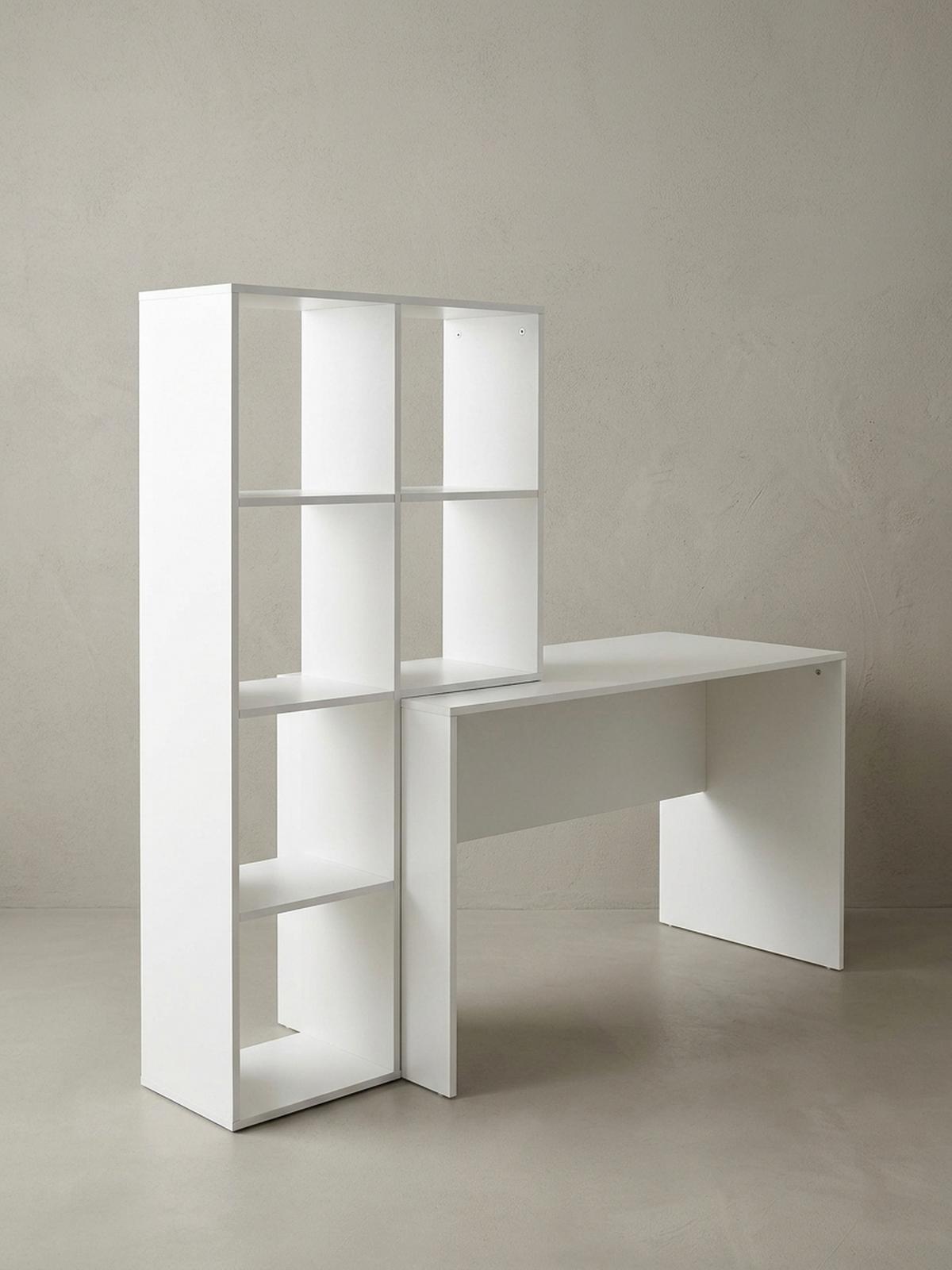 SCHREIBTISCH – mit Regal, groß, puristisches Design, Melaminharzbeschichtung - Weiß, Holz (59/170/144cm) - KADIMA DESIGN