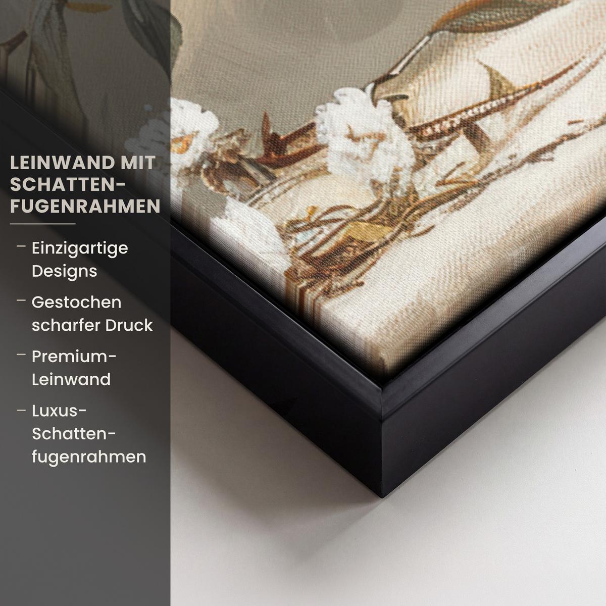 LEINWAND Bilder mit Rahmen - Blumen - Vase - Stilleben - Beige - 40x60 - Creme, Textil (40/60cm) - MuchoWow