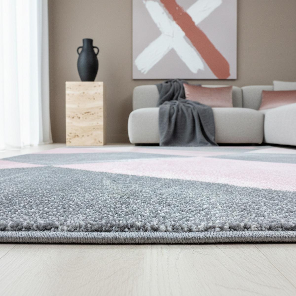 TEPPICH Kurzflor ANDALO in Rosa, geometrisch, aus Polypropylen, 80 x 250 cm - Rosa, Textil (250/80cm) - KADIMA DESIGN