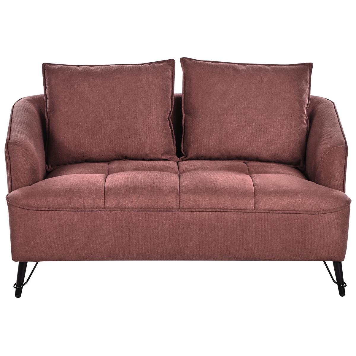 SOFA-SET 5-Sitzer Stoff Burgunderrot Hobro - Rot/Schwarz, Textil (196/87/85cm) - Beliani