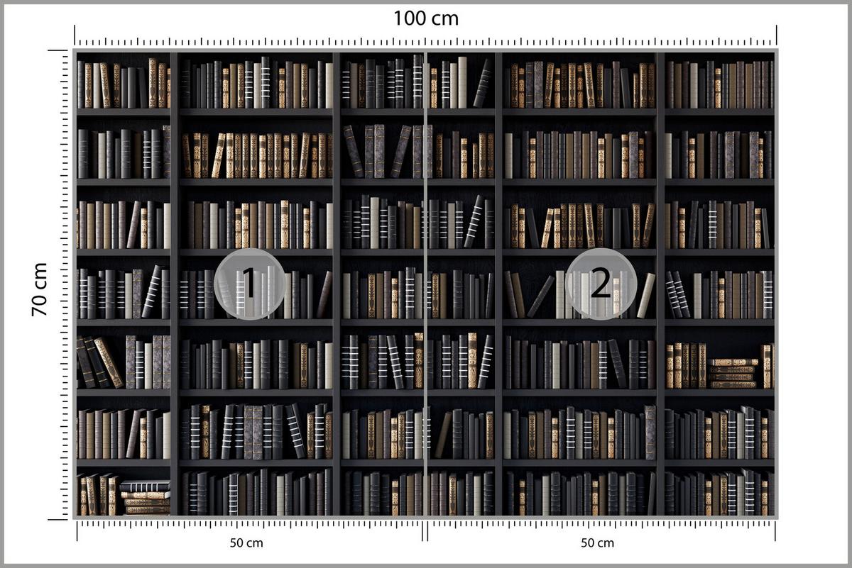 FOTOTAPETE für Büro Bücherregale Bibliothek Literatur 100x70 - Beige/Creme, Papier (100/70cm) - Muralo