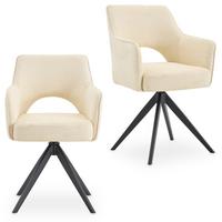 ESSZIMMERSTÜHLE FLORENCE 2er-Set cremeweiß - Creme, Textil (56/86/59cm) - IDIMEX
