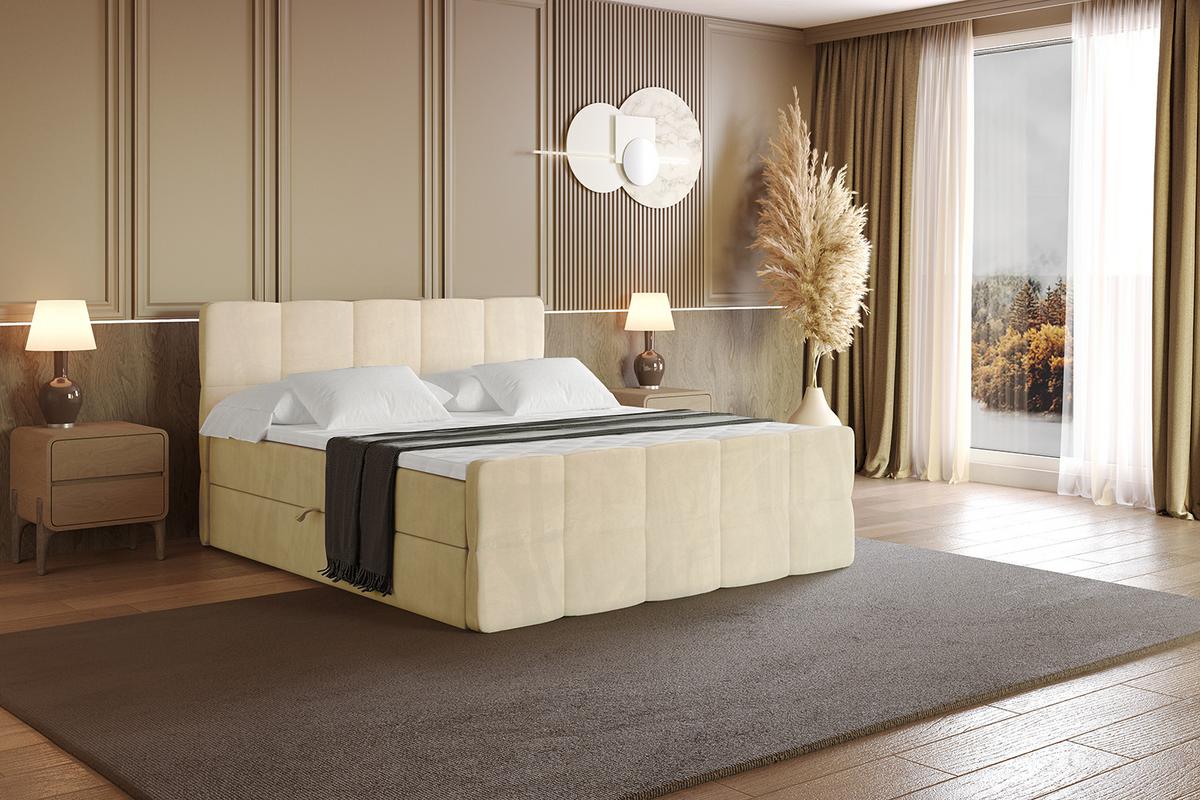 BOXBETT mit Matratze H4 und Lattenrost - LIRO-Z - 160x200 - Beige Monolith - Beige, Holzwerkstoff (160/200cm) - ALTDECOR