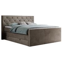 BOXSPRINGBETT KING VELEN 160/200 Braun Velvet - H3 - Braun, Holz/Textil (160/200cm) - MKS