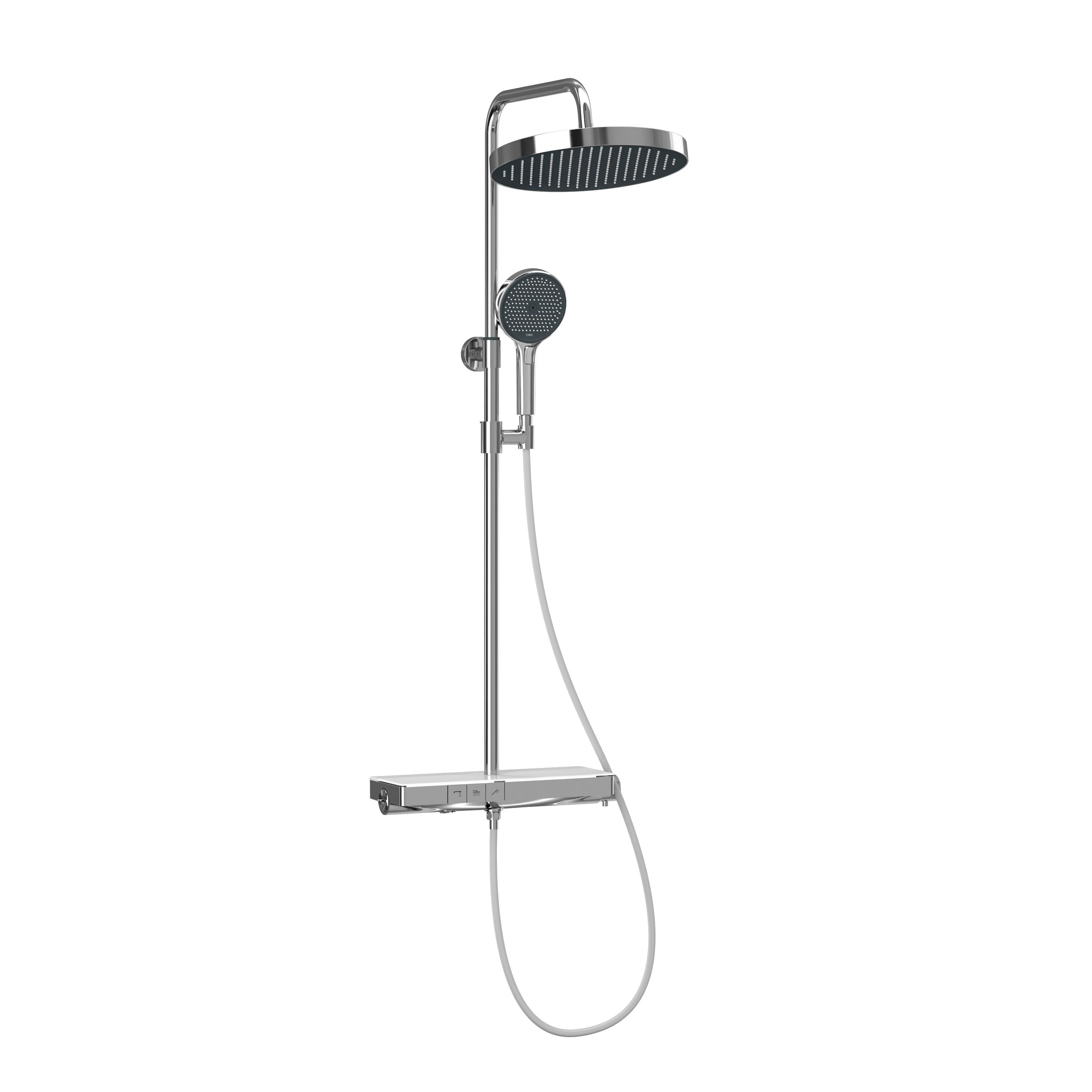 ÜBERKOPFBRAUSESET mit Thermostat Drei Wasserauslassmethoden Chrom - Chromfarben, Metall (13.5/106/44.6cm) - EMKE