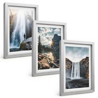 BILDER SET 3er Set - 20x30 cm Silberner Rahmen - Wasserfälle, Berge, Landschaften, Natur - Silberfarben, Kunststoff (20/30cm) - TULUP
