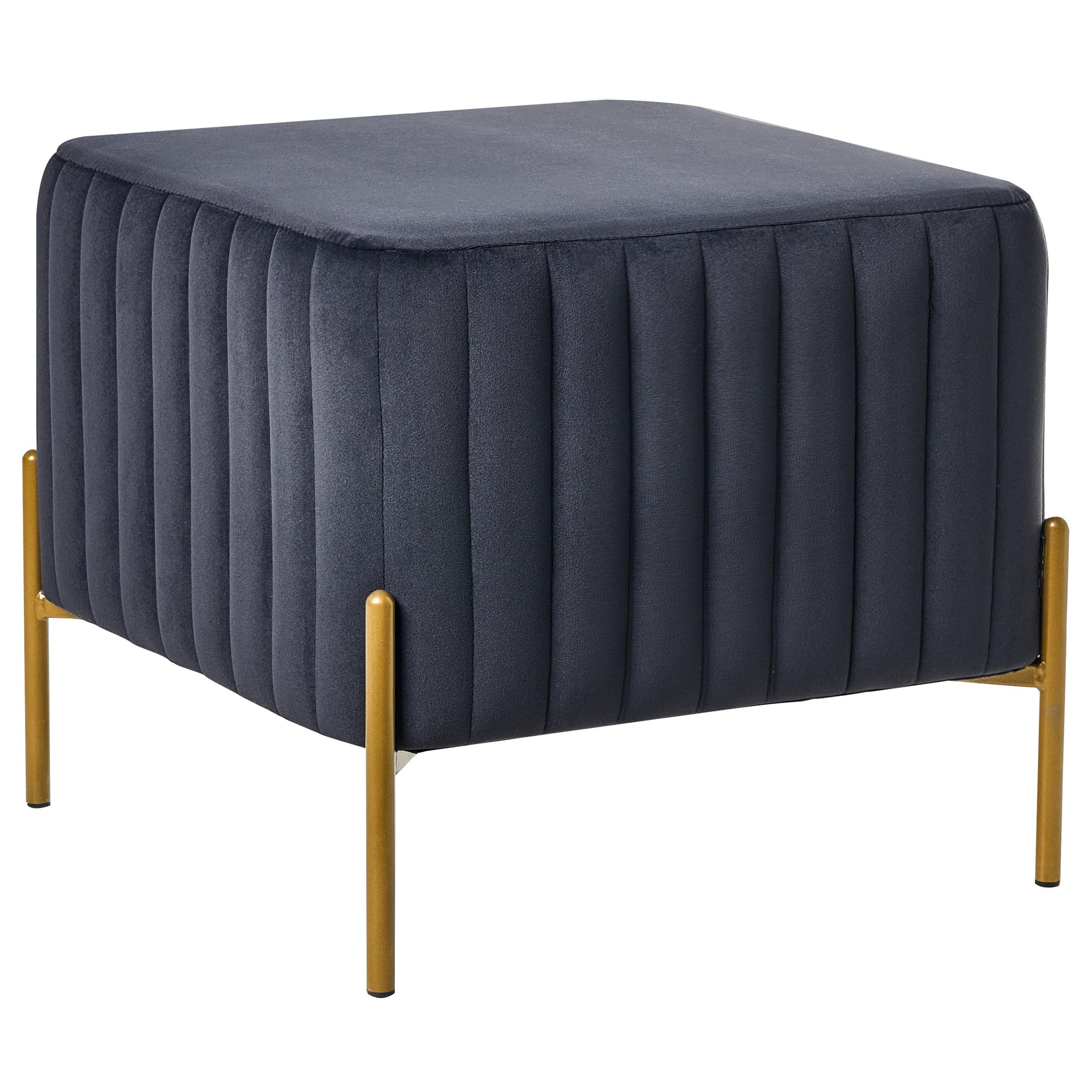 HOCKER Samtstoff Schwarz Utah - Schwarz, Textil (47/43/47cm) - Beliani