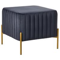 HOCKER Samtstoff Schwarz Utah - Schwarz, Textil (47/43/47cm) - Beliani