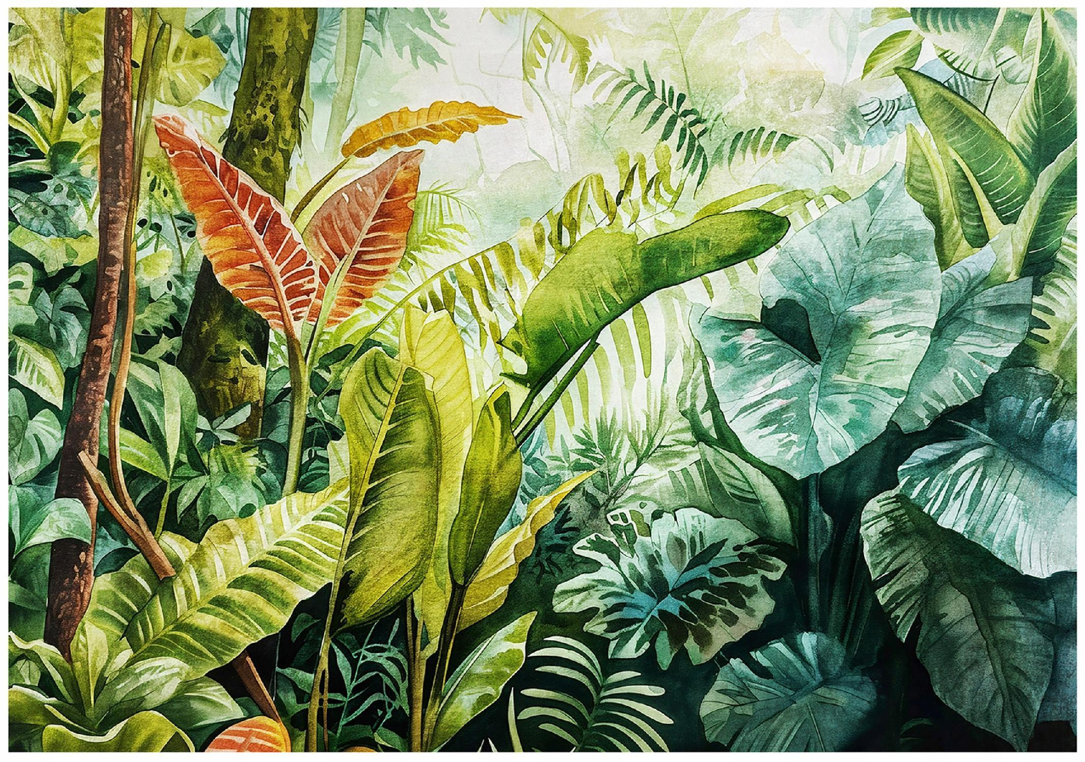 FOTOTAPETE Dschungel Blätter Grün 254x184 cm - Multicolor, Papier (254/184cm) - Wallarena